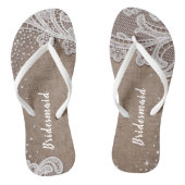 Rustieke kant en jute zilveren glitter bruidsmeisj teenslippers (Voetbed)