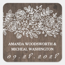 Rustieke kant en land bruiloft gunst Stickers