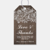 Rustieke Kant en Land Houten Bruiloft Dank u Cadeaulabel (Voorkant)
