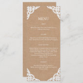 Rustieke kant en medium Burlap Menu (Voorkant / Achterkant)