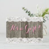 Rustieke kant en schuur hout Baby shower Kaart (Staand voorkant)