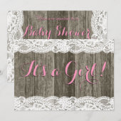 Rustieke kant en schuur hout Baby shower Kaart (Voorkant / Achterkant)