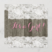 Rustieke kant en schuur hout Baby shower Kaart (Voorkant / Achterkant)