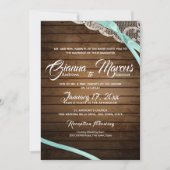 Rustieke kant en schuur hout bruiloft kaart (Voorkant)