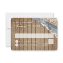 Rustieke kant en schuur hout bruiloft RSVP