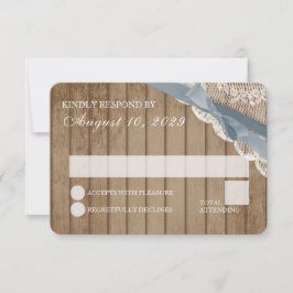Rustieke kant en schuur hout bruiloft RSVP Kaart