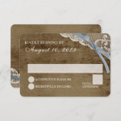 Rustieke kant en schuur hout bruiloft RSVP Kaart (Voorkant / Achterkant)