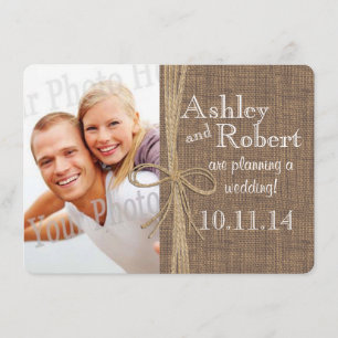 Rustieke Kant en Twine Foto Opslaan van de Datum Save The Date