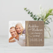 Rustieke Kant en Twine Foto Opslaan van de Datum Save The Date (Staand voorkant)