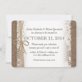 Rustieke Kant en Twine Foto Opslaan van de Datum Save The Date (Achterkant)