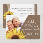 Rustieke kant en zonnebloem foto Save the Date Kaart (Voorkant / Achterkant)