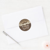 Rustieke Kant Hoefijzers Land Bruin Bruiloft Ronde Sticker (Envelop)