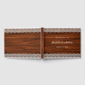 Rustieke kant hout patroon bruiloft gastenboek (Volledig)