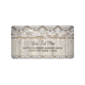 Rustieke  Kant Houten Bruiloft Lichten Label (Voorkant)