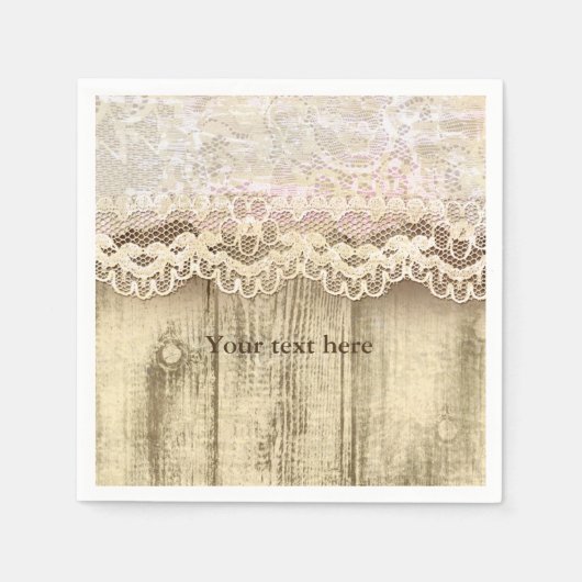 Rustieke  Kant Houten Diner Cocktail servetten (Voorkant)