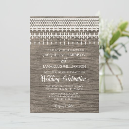 Rustieke  Kant Houten Omheining Script Typografie Kaart (Staand voorkant)