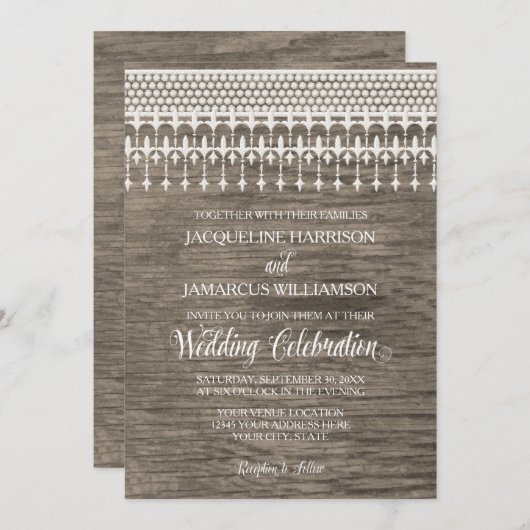 Rustieke Kant Houten Omheining Script Typografie Kaart (Voorkant / Achterkant)