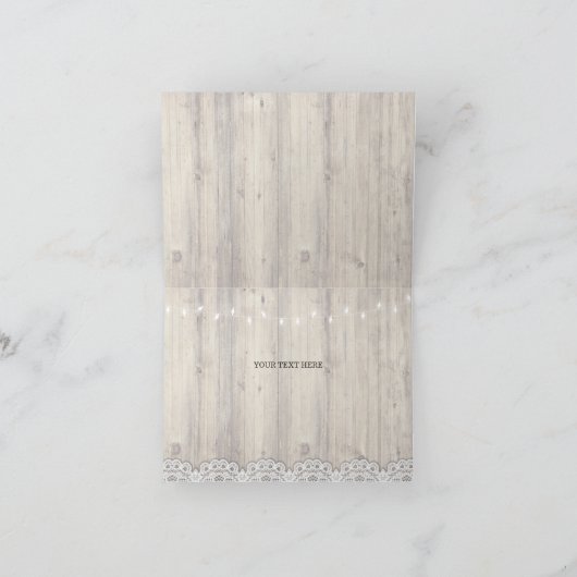 Rustieke  kant houten trouwlichten Dank u Bedankkaart (Binnen)
