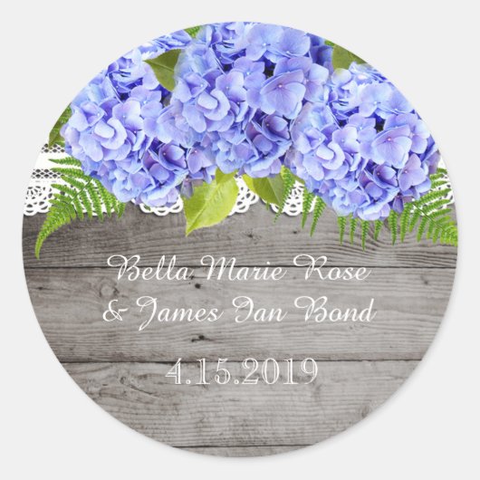 Rustieke Kant Hydrangeas Bruiloft Sticker (Voorkant)