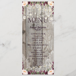 Rustieke Kant Jar Wood & String Lights Bruiloft Me Menu