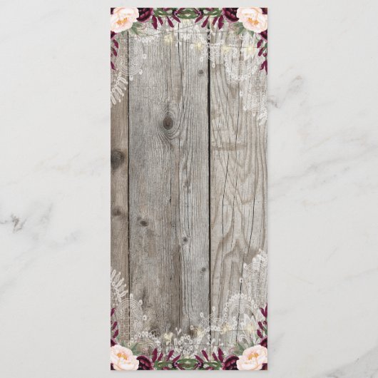 Rustieke Kant Jar Wood & String Lights Bruiloft Me Menu (Achterkant)