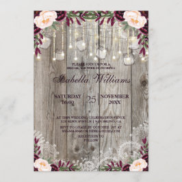 Rustieke Kant Jar Wood String Lights |Vrijgezellen Kaart