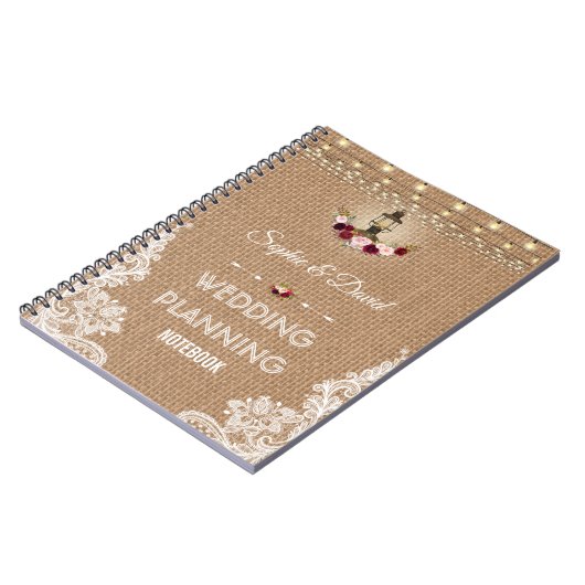 Rustieke Kant Jute Snoerlichten Trouw Planner Notitieboek (Linkerzijde)