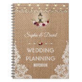 Rustieke Kant Jute Snoerlichten Trouw Planner Notitieboek (Voorkant)