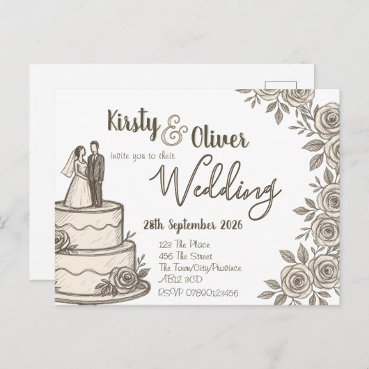 rustieke kant kalligrafie briefkaart (Voorkant / Achterkant)