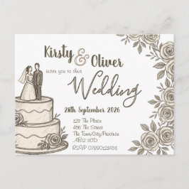 rustieke kant kalligrafie briefkaart