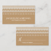 Rustieke  Kant Kraft Papier Script Typografie Plaatskaartje (Voorkant / Achterkant)