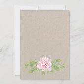 Rustieke Kant Kraft Waterverf Roze Bloem Bruiloft Kaart (Achterkant)