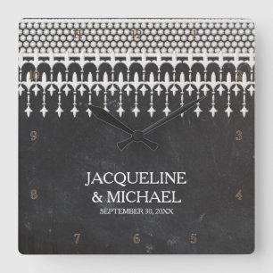 Rustieke  Kant Krijt Bord Script Typografie Vierkante Klok