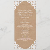Rustieke kant & Medium Burlap Wedding Programma Programmakaart (Voorkant)