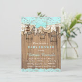 Rustieke Kant Metselglas Baby Shower Kaart (Staand voorkant)