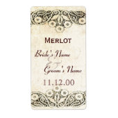 Rustieke kant op burlap land bruiloft etiket (Voorkant)