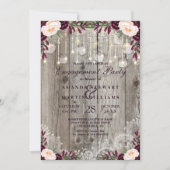 Rustieke Kant Pot Hout & Slingerlichtjes Verloving Kaart (Voorkant)