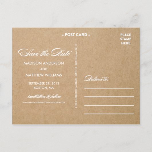 RUSTIEKE KANT | SLA DE DATUM FOTO POST KAART (Achterkant)