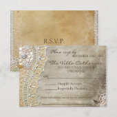 Rustieke Kant Vervaaide Trouwreceptie RSVP (Voorkant / Achterkant)
