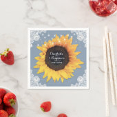 Rustieke Kant Zonnebloem Stoffig Blauw Bruiloft Servet (Insitu)