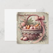  rustieke kantboogmand met pasteleieren feestdagenkaart (Voorkant / Achterkant)