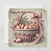  rustieke kantboogmand met pasteleieren feestdagenkaart (Voorkant)