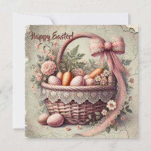 rustieke kantboogmand met pasteleieren feestdagenkaart