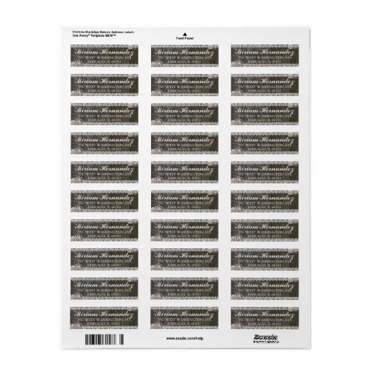 Rustieke kanten adres mailing labels (Full Sheet)