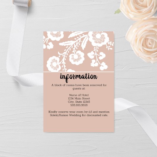 Rustieke kanten bruiloft informatiekaartje