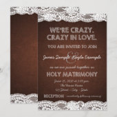 Rustieke kanten bruiloft kaart (Voorkant / Achterkant)