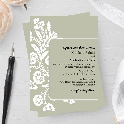 Rustieke kanten bruiloft kaart