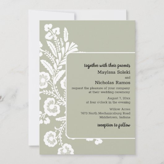 Rustieke kanten bruiloft kaart (Voorkant)