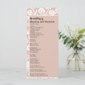 Rustieke kanten bruiloft programmakaart (Staand voorkant)