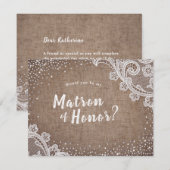 Rustieke kanten burlap zou jij mijn getuige willen kaart (Voorkant / Achterkant)